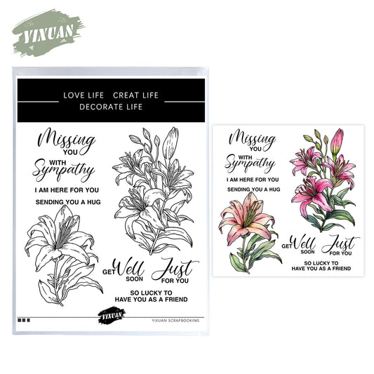 Spring Blooming Flowers Lily Cutting Dies And Stamp Set YX1205-S+D