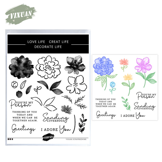 Beautiful Blooming Flowers Cutting Dies And Stamp Set YX1222-S+D