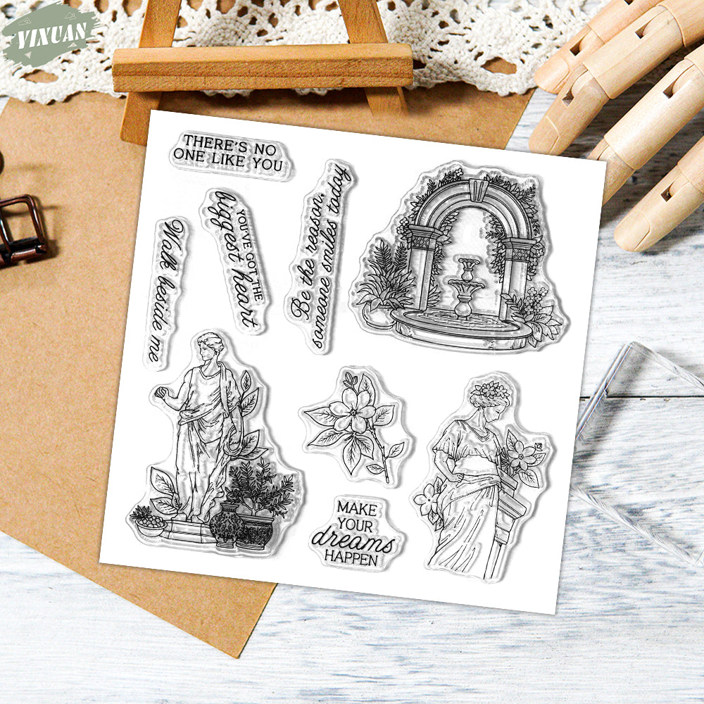 YX2032 S Clear Stamps and Metal Cutting Dies Set for DIY Greeting Cards Scrapbooking Crafts Party Decorations Invitations Card Making