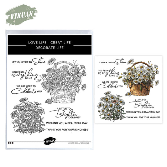 Blooming Baskets Of Daisy Flowers Cutting Dies And Stamp Set YX1211-S+D