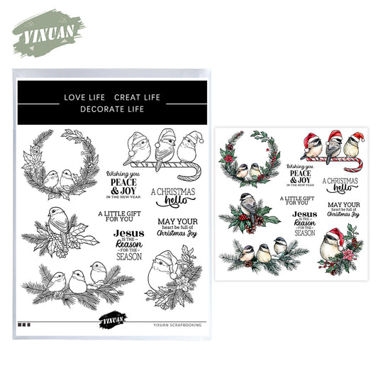 Christmas Hat Bird Stamps Set YX1566