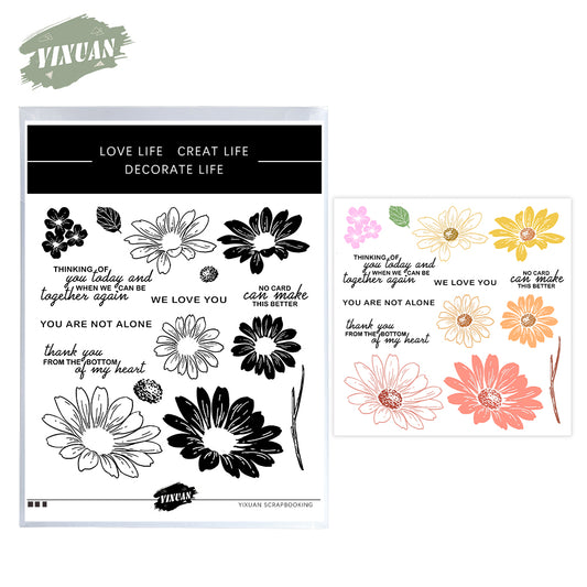 Beautiful Bloomed Flowers Cutting Dies And Stamp Set YX1224-S+D