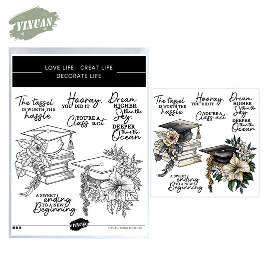 Graduation Season Books And Flowers Decor Cutting Dies And Stamp Set YX1219-S+D