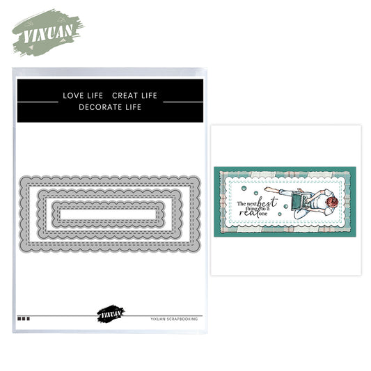 Geometric Floral Border Rectangle Universal Cutting Dies Set YX1297