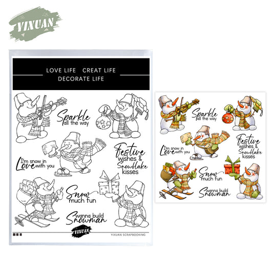 2023 Winter Cute Cartoon Snowman Cutting Dies And Stamp Set YX1287-S+D
