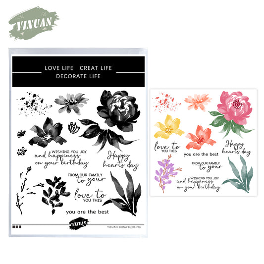 Painted Flowers Floral Cutting Dies And Stamp Set YX1226-S+D