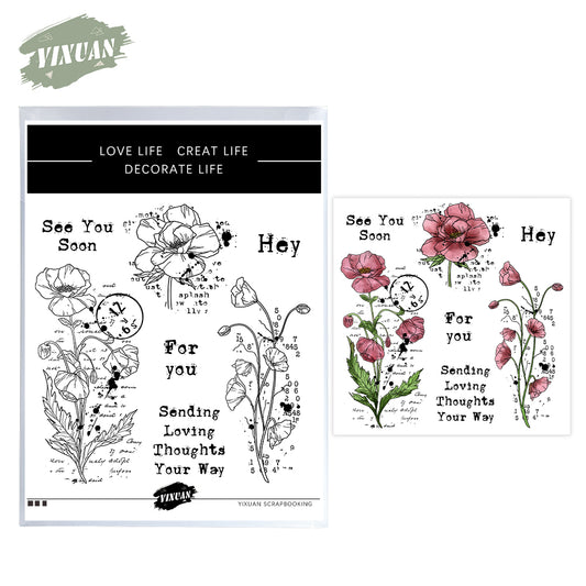 Beautiful Blooming Flowers Floral Clear Stamp YX1250