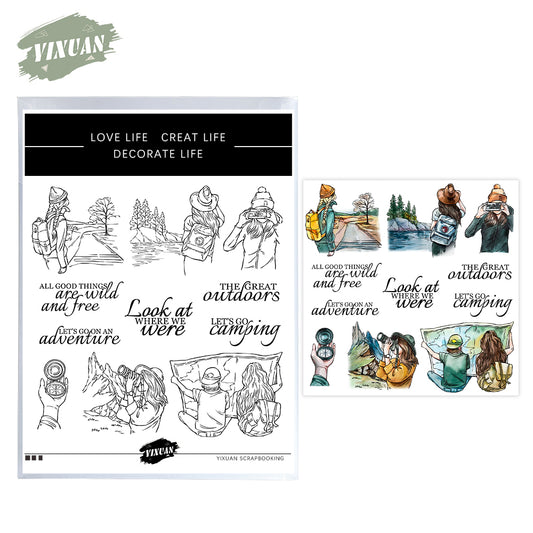 Summer Nature Outdoor Camping Friends Clear Stamp YX1283