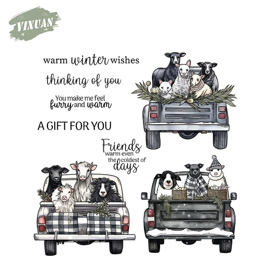 Pickups and Animals Cutting Dies And Stamp Set YX1510-S+D