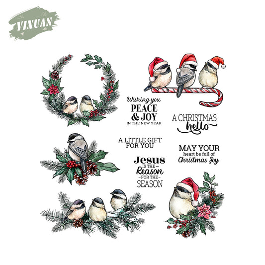 Christmas Hat Bird Stamps Set YX1566