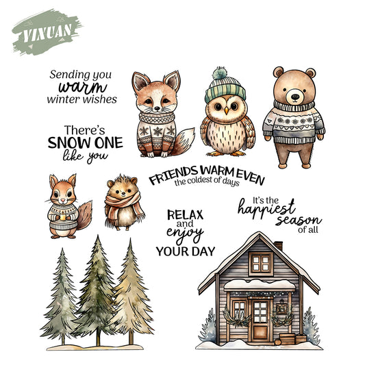 Christmas Animal House Cutting Dies And Stamp Set YX1555-S+D