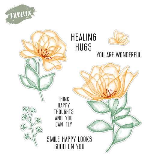 Watercolor Flower Cutting Dies And Stamp Set YX1526-S+D