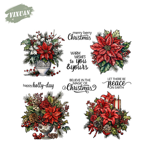 Christmas Flowers Cutting Dies And Stamp Set YX1519