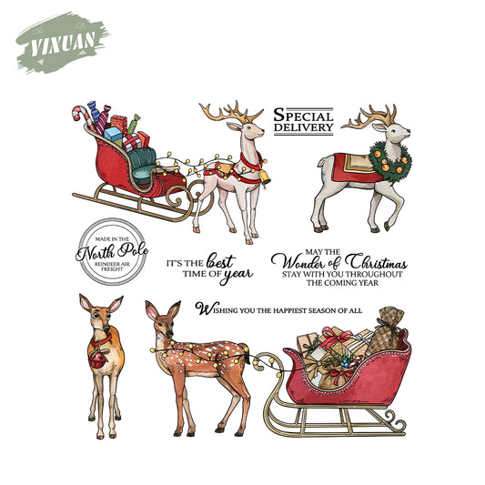 Running Christmas Elk Cutting Dies And Stamp Set YX1577-S+D