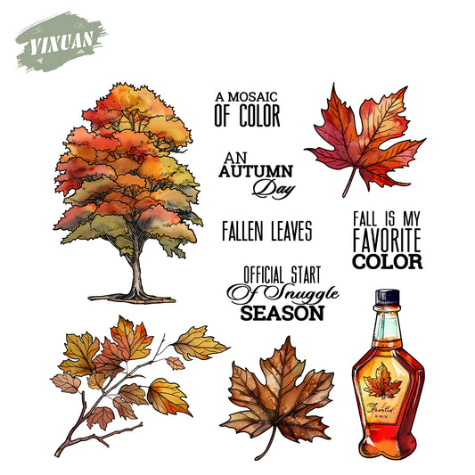 Maple Trees and Leaves Cutting Dies And Stamp Set YX1485-S+D