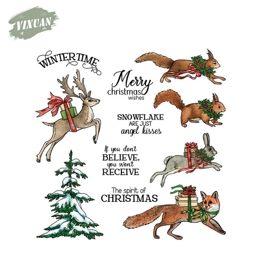 Animals Running in Snow Cutting Dies And Stamp Set YX1549-S+D