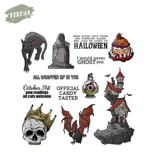 Halloween Decoration Cutting Dies And Stamp Set YX1442-S+D