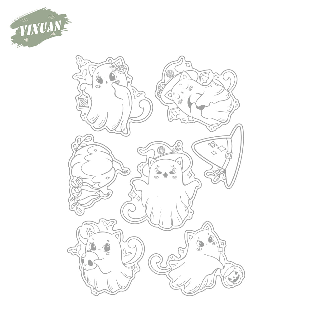 2023 Halloween Cute Little Ghost Cutting Dies And Stamp Set YX1425-S+D