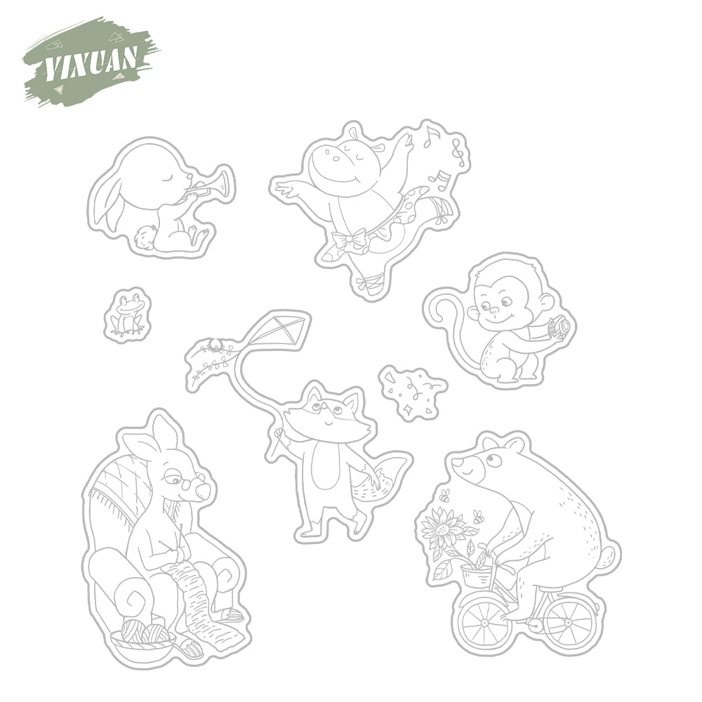 Cute Acrobatics Cartoon Animals Cutting Dies And Stamp Set YX1221-S+D