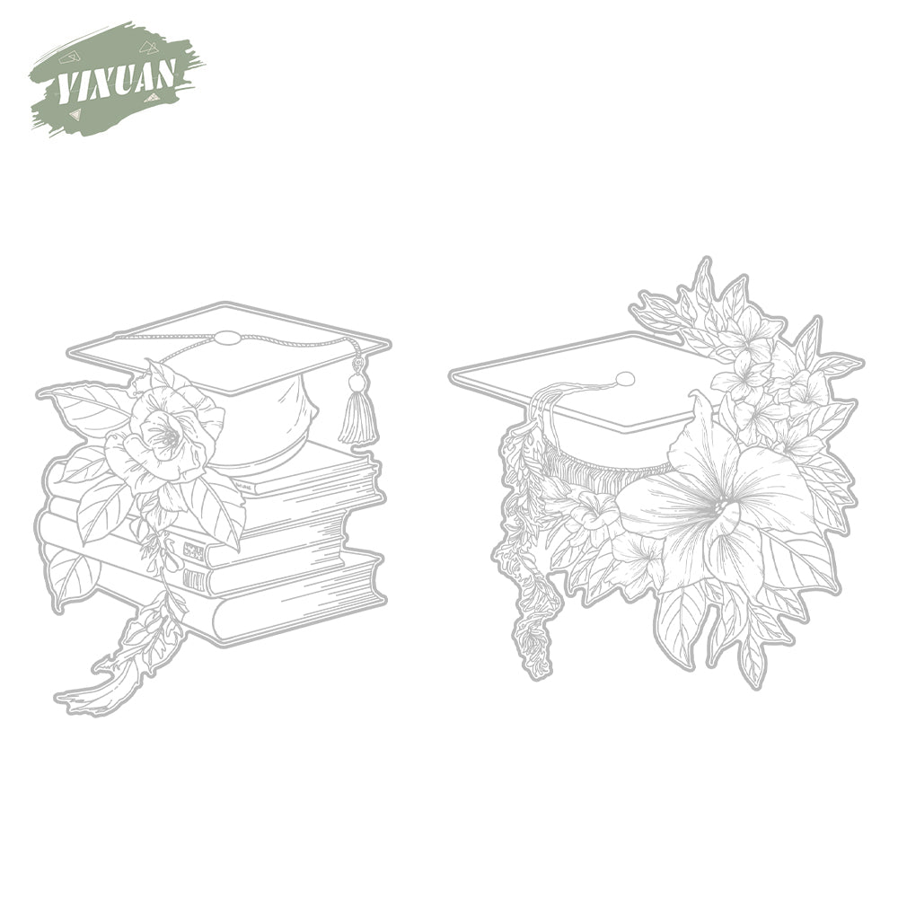 Graduation Season Books And Flowers Decor Cutting Dies And Stamp Set YX1219-S+D
