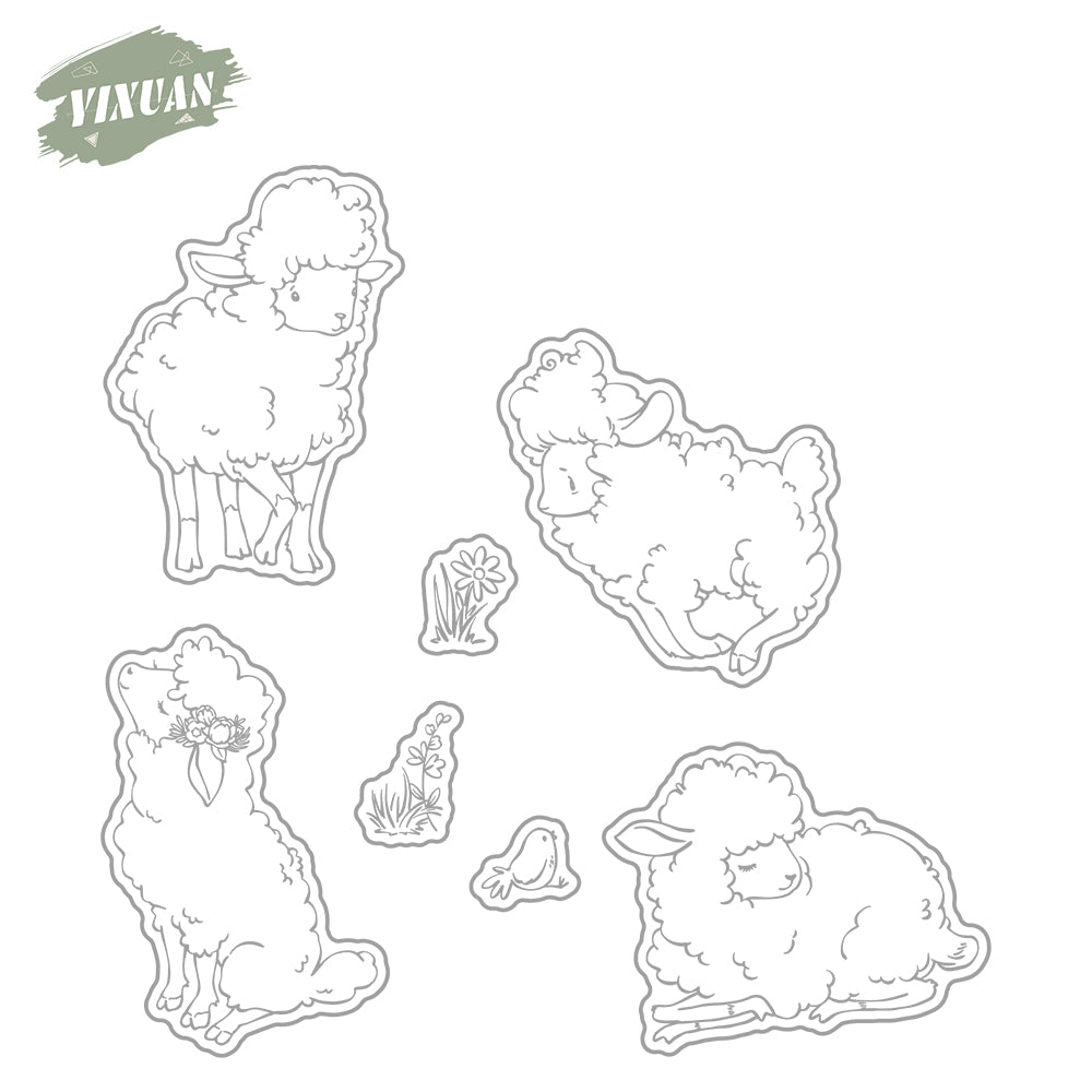 Cute Cartoon Strong Goat Cutting Dies And Stamp Set YX1304-S+D