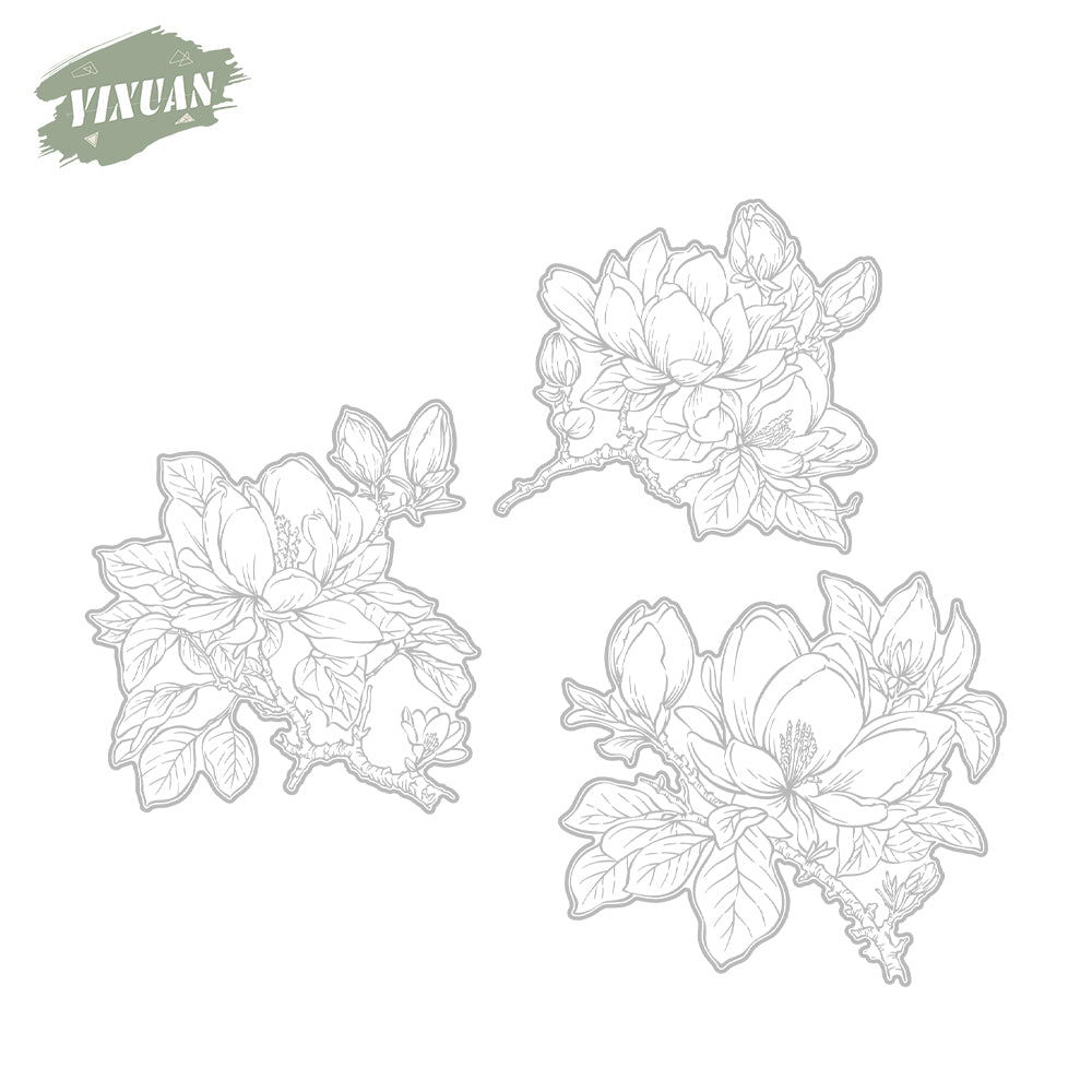 Spring Bloomed Flowers Magnolia Cutting Dies And Stamp Set YX1209-S+D