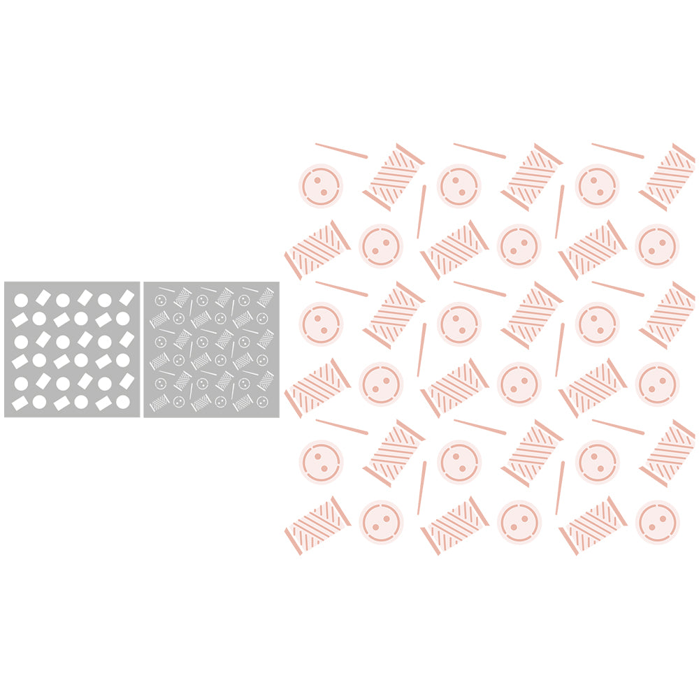 2PCs Background Sewing Buttons Fabric Pins Plastic Stencils For Decor Scrapbooking Card Making YX1269