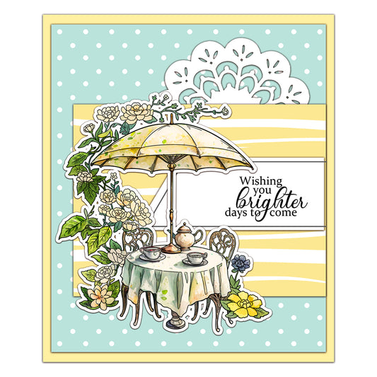 Vintage Teapot Set Afternoon Teatime Flowers Cutting Dies And Stamp Set YX1420-S+D