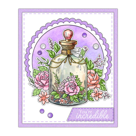 Vintage Roses Floral Perfume Bottle Hot Foil Plate YX1325-H