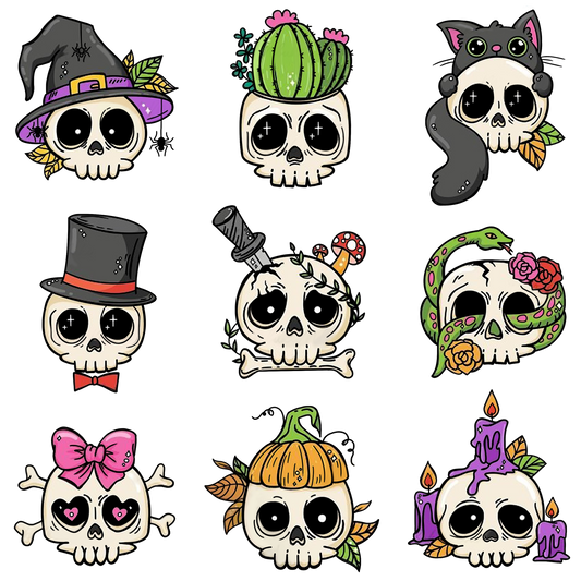 2023 Halloween Cute Skull Cutting Dies And Stamp Set YX1424-S+D