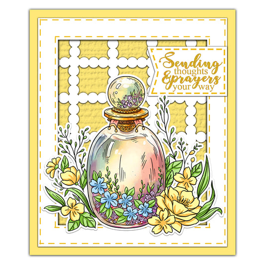 Vintage Perfume Bottle Flowers Floral 4PCS Stencils YX1326-M