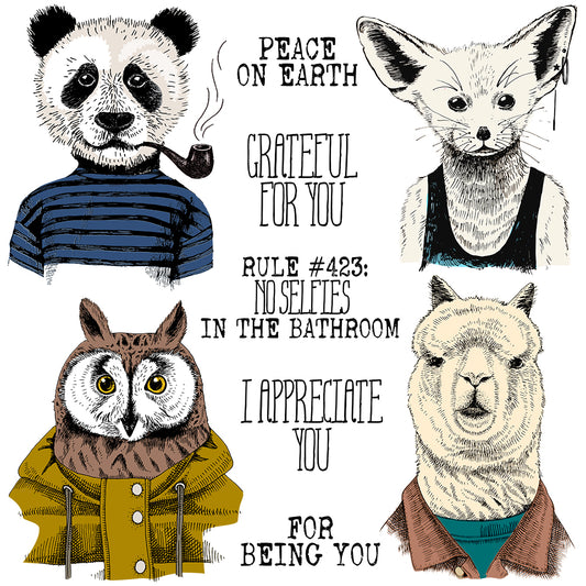 Cute Funny Panda Owl Animals Clear Stamp YX1252