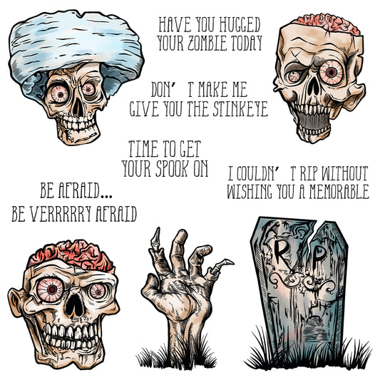 Happy Halloween Ghost Skull Grave Cutting Dies And Stamp Set YX1313-S+D