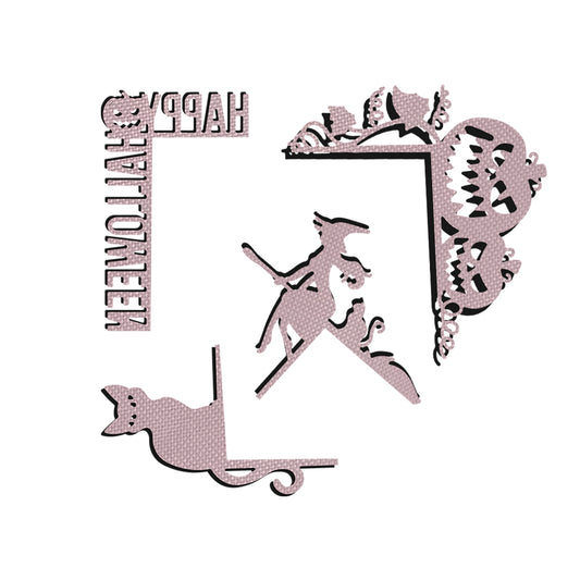 4PCs Happy Halloween Witch Cat Pumpkin Mini Border Cutting Dies Set YX1378