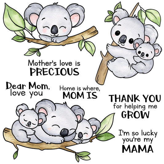 Cute Cartoon Love Baby Mom Koala Cutting Dies And Stamp Set YX1234-S+D