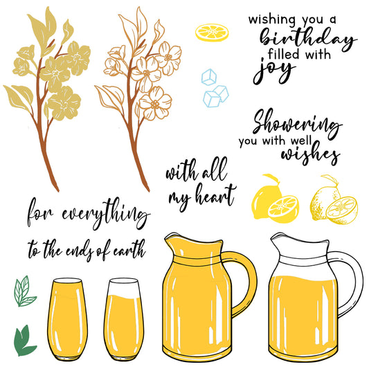 Pots Bottles Of Juicy Summer Cutting Dies And Stamp Set YX1223-S+D