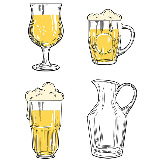 Summer Cooling Wine Beer Bottles Cups Cutting Dies And Stamp Set YX1192-S+D