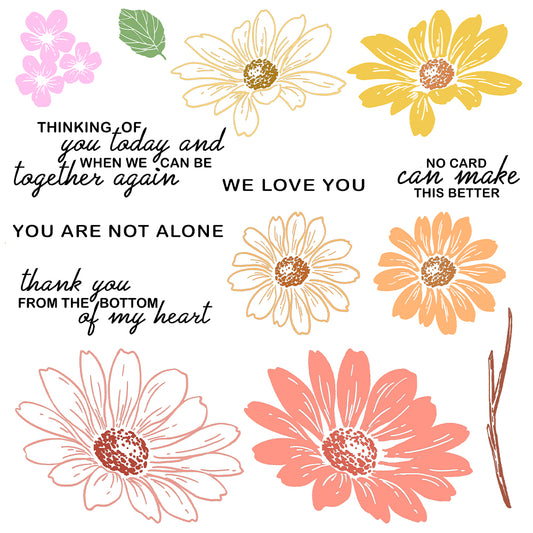 Beautiful Bloomed Flowers Cutting Dies And Stamp Set YX1224-S+D