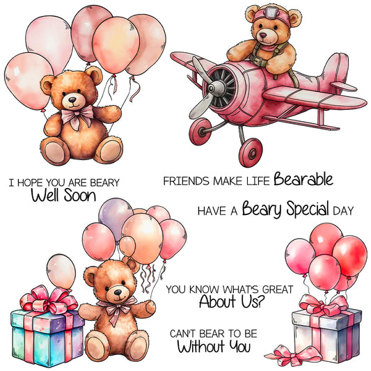 Cute Travel Doll Bears Love Bithday Gifts Cutting Dies And Stamp Set YX1418-S+D