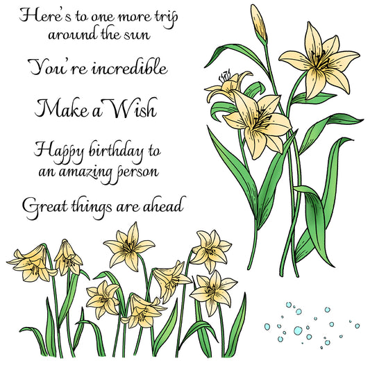 Blooming Flowers Daffodil Cutting Dies And Stamp Set YX1329-S+D