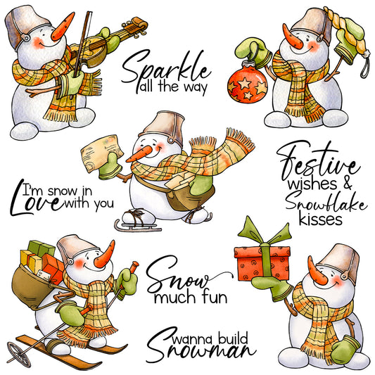 2023 Winter Cute Cartoon Snowman Cutting Dies And Stamp Set YX1287-S+D