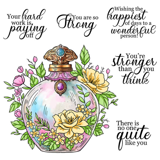 Vintage Perfume Bottle With Floral Decor Hot Foil Plate YX1324-H