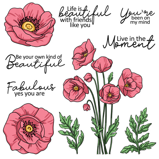 Beautiful Blooming Flowers Floral 4PCS Stencils YX1323-M