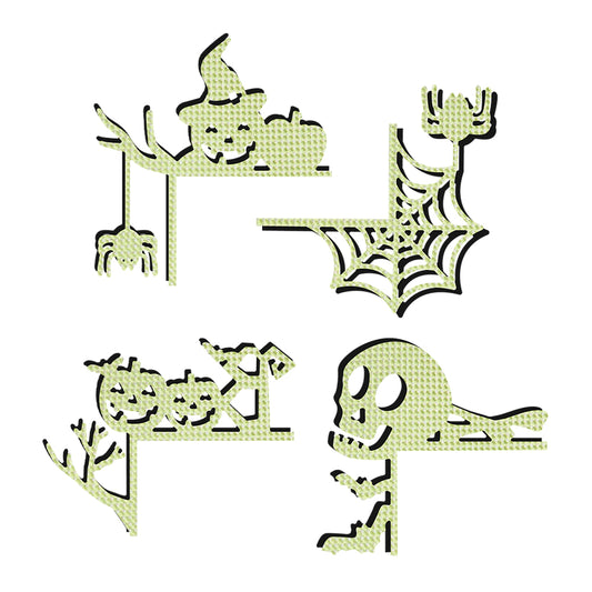 4PCs Skeleton Skull Pumpkin Spider Happy Halloween Mini Border Cutting Dies Set YX1380