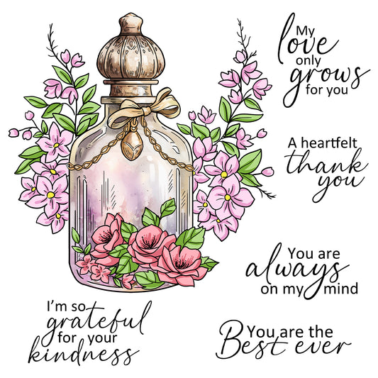 Perfume Bottle Flowers Retro Hot Foil Plate YX1327-H