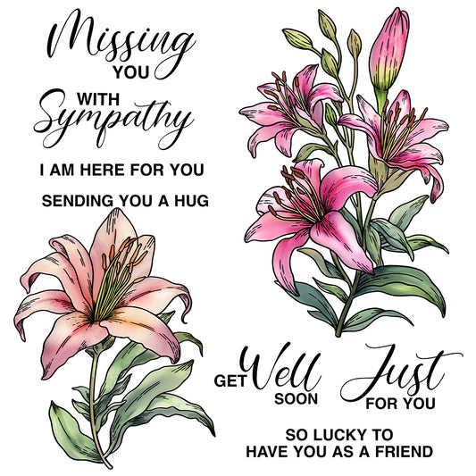 Spring Blooming Flowers Lily Cutting Dies And Stamp Set YX1205-S+D
