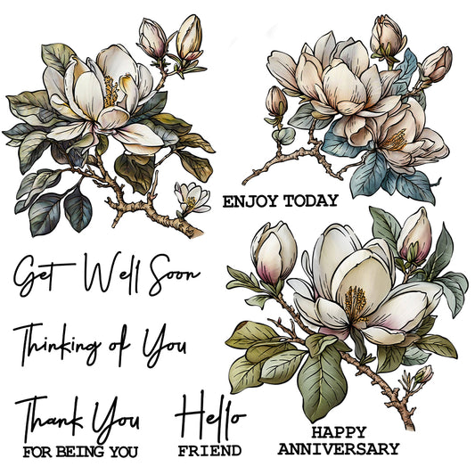 Spring Bloomed Flowers Magnolia Cutting Dies And Stamp Set YX1209-S+D