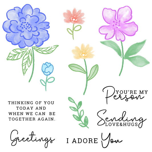 Beautiful Blooming Flowers Cutting Dies And Stamp Set YX1222-S+D