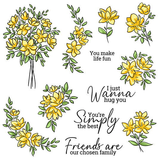 Bunches Of Blooming Flowers Hot Foil Plate YX1321-H