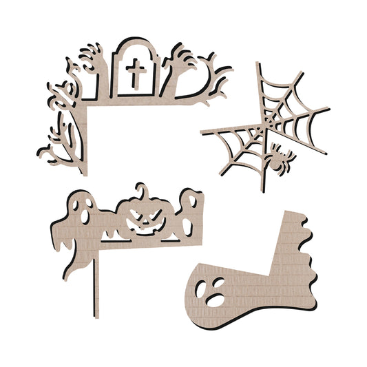 4PCs Happy Halloween Pumplin Grave Spider Ghost Border Cutting Dies Set YX1377